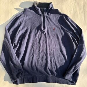 Polo Ralph Lauren Mens XL Navy Blue Quarter Zip Pullover Mock Neck Sweater